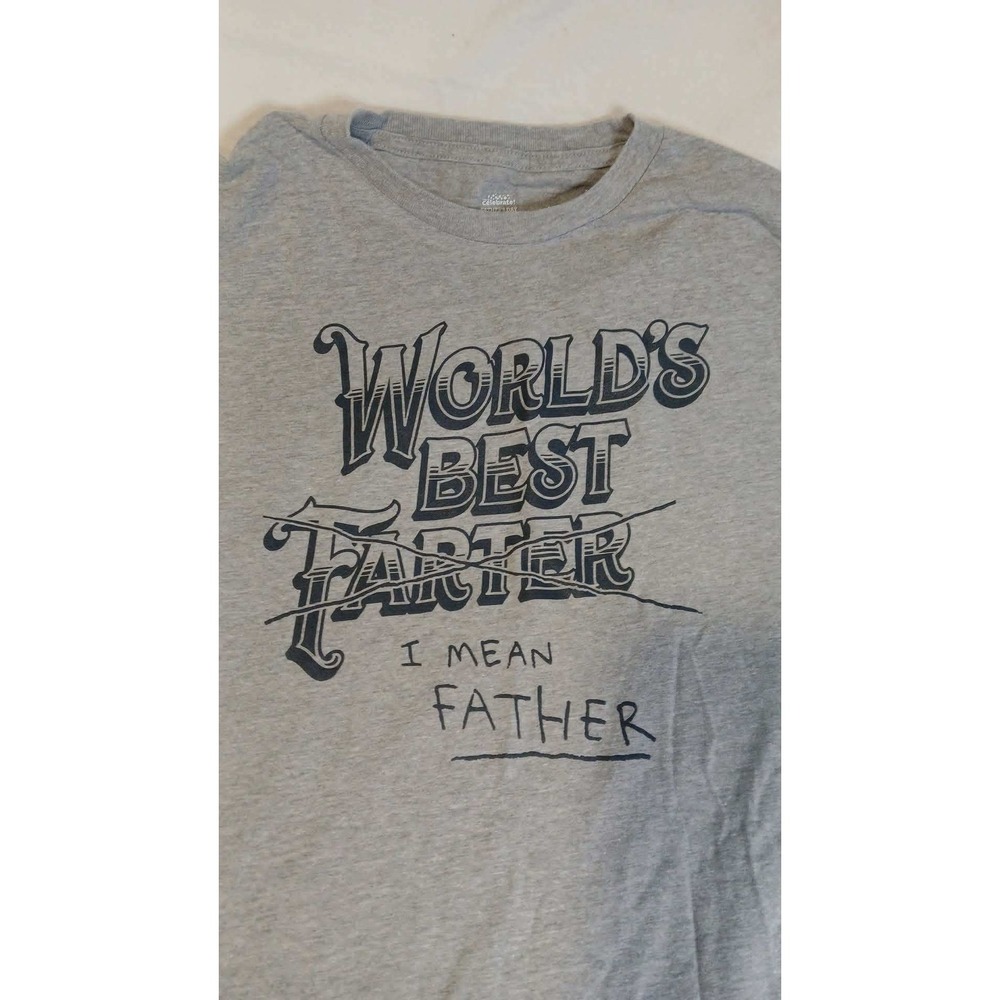 Celebrate Father's Day Mens 2XL Grey Worlds Best Farter Father Graphic T-Shirt